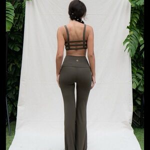 Indigo Luna Olive Green Foldover Flare Yoga Pants